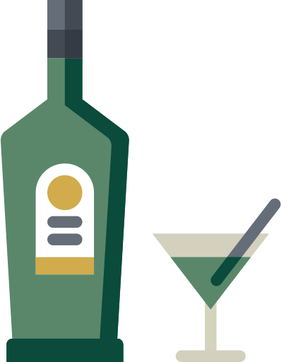 Botella de vermut y una copa